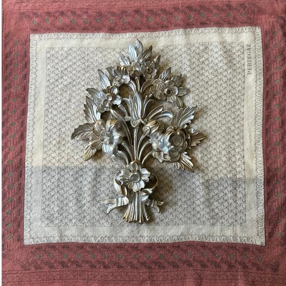 Vintage Wall Decor Golden Flowers made in Italy hanging art country bouquet 14” - Picture 12 of 14